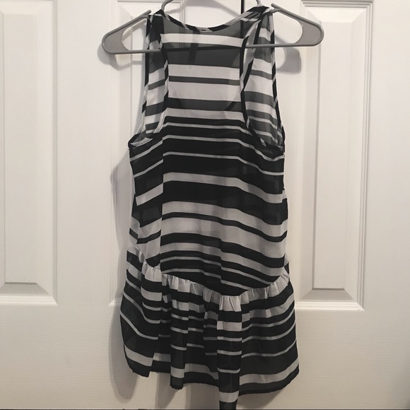 Black and White Striped Sheer Aeropostale Tank Top - Picture 2 of 6